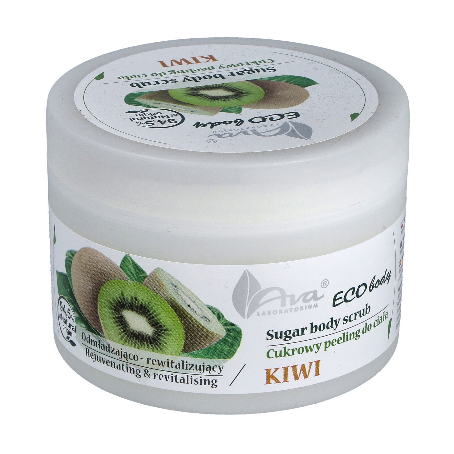 Скраб для тіла AVA Laboratorium Eco Body Natural Sugar Scrub Kiwi Ківі, 250 г