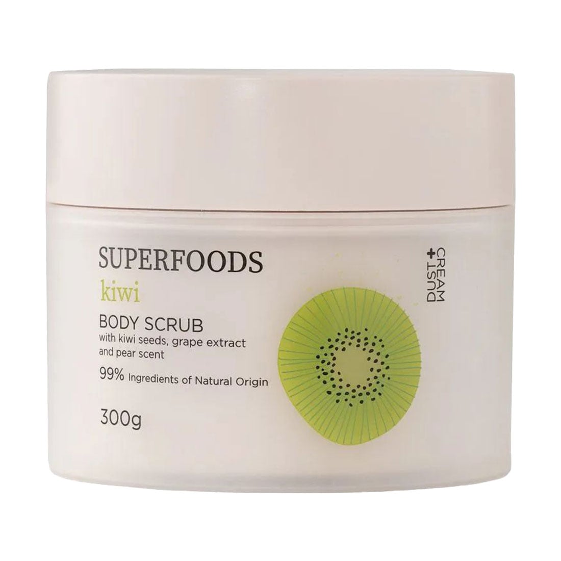 Скраб для тіла DUST+CREAM Superfoods із насінням ківі, екстрактом винограду та ароматом груші, 300 г