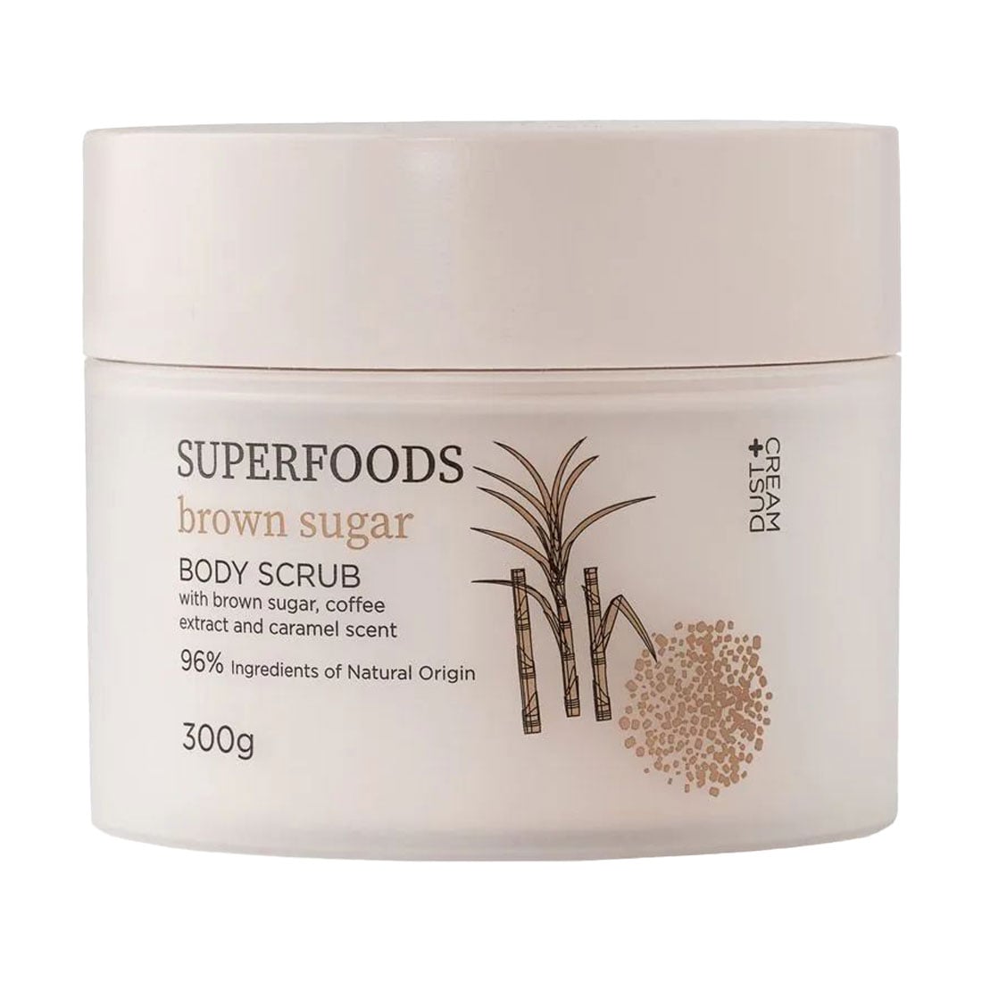 Скраб для тіла DUST+CREAM Superfoods з коричневим цукром, екстрактом кави та ароматом карамелі, 300 г