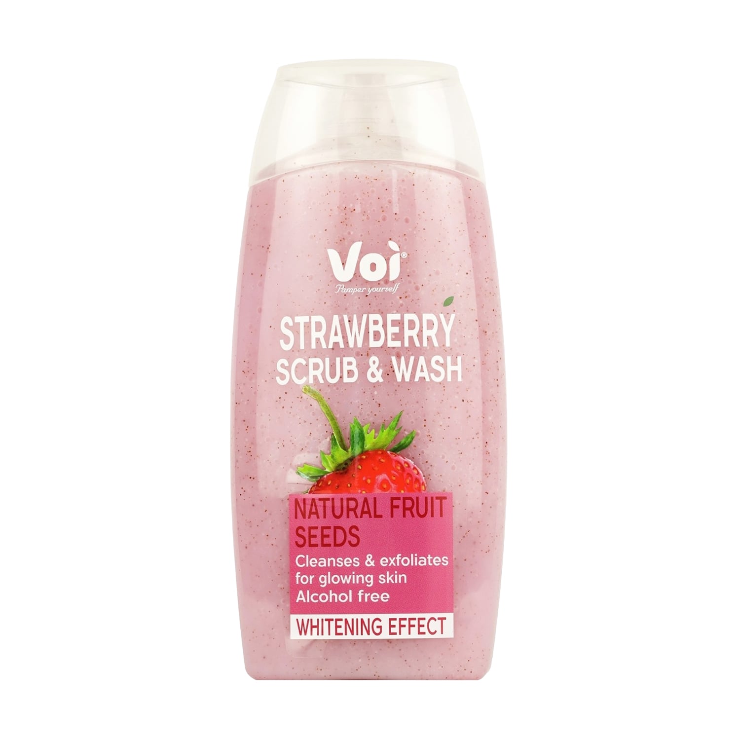 Скраб-гель для душу Voi Strawberry Scrub &amp; Wash Natural Fruit Seeds Whitening Effect, 400 мл