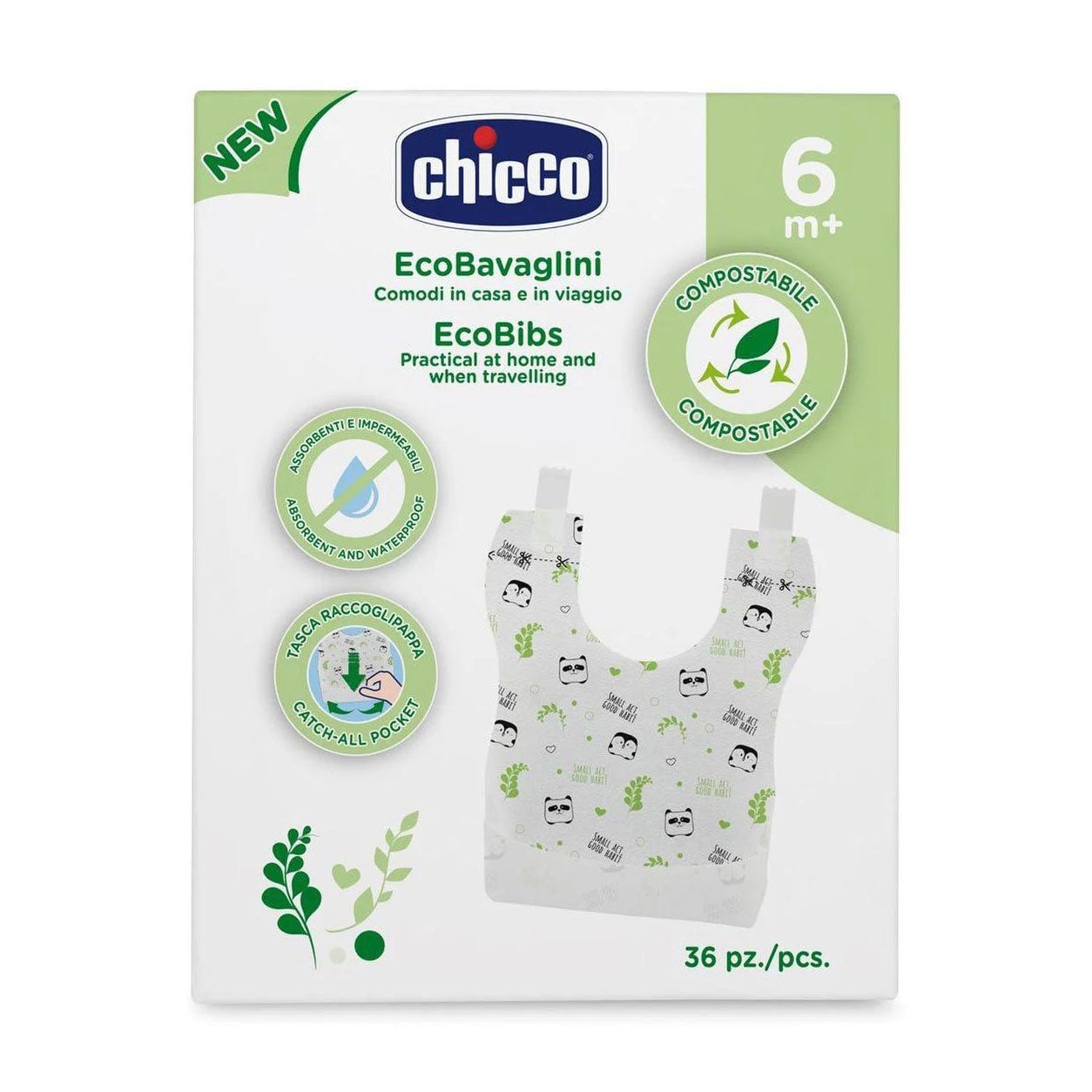 Слинявчики одноразові Chicco Eco Bibs, від 6 місяців, 36 шт (10399.00)