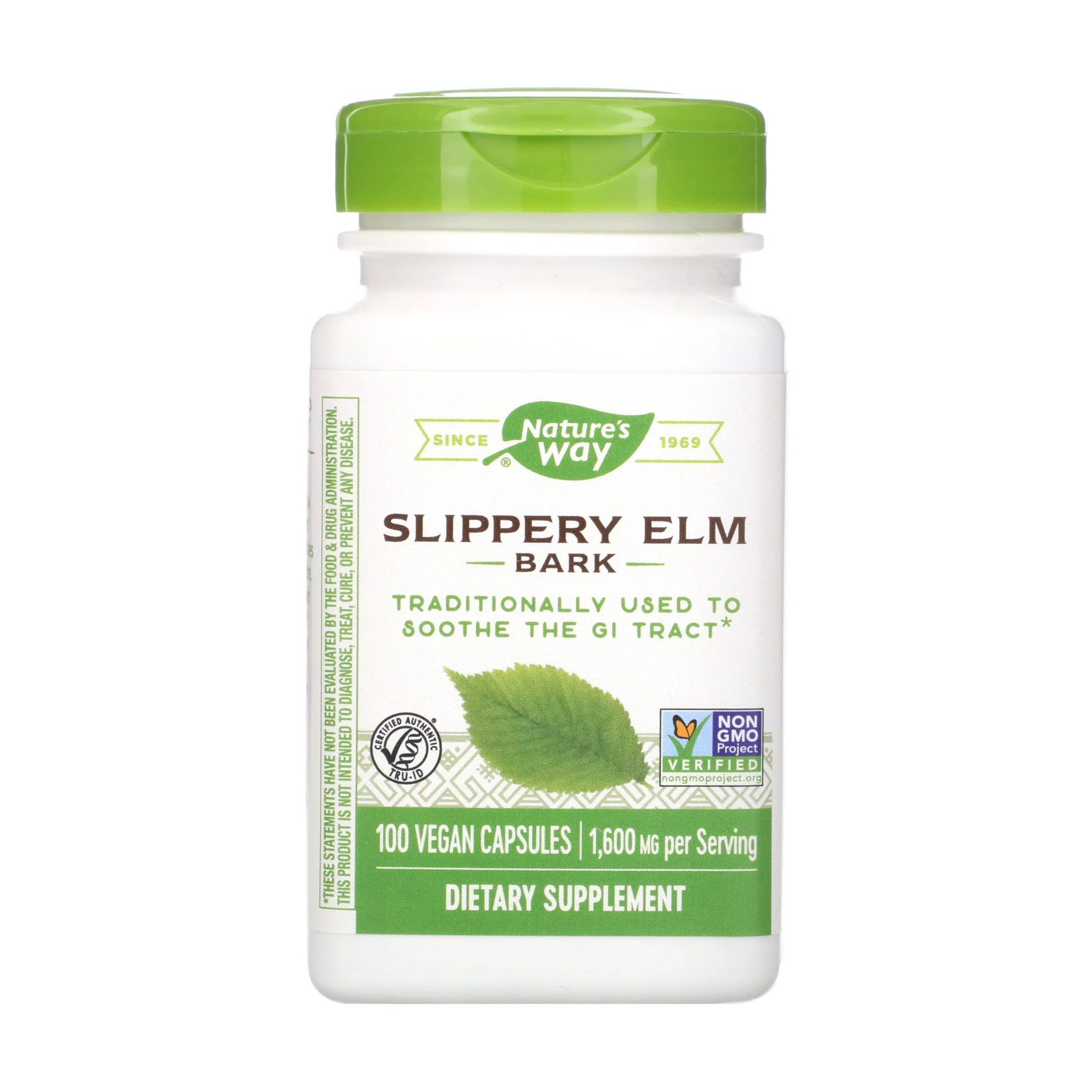Слизький В'яз Nature's Way Slippery Elm Bark 400 мг, 100 капсул
