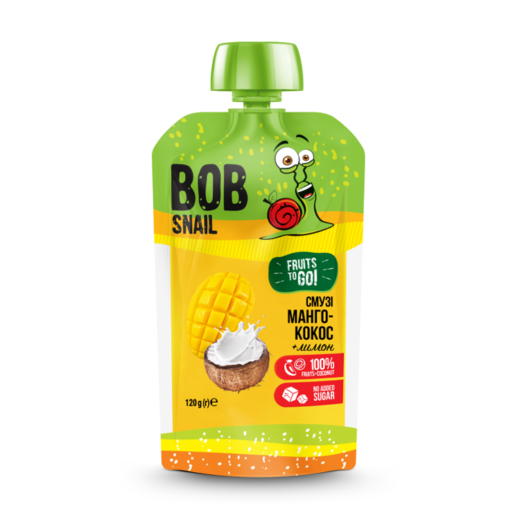 Смузі Bob Snail Манго-кокос з лимоном, 120 г