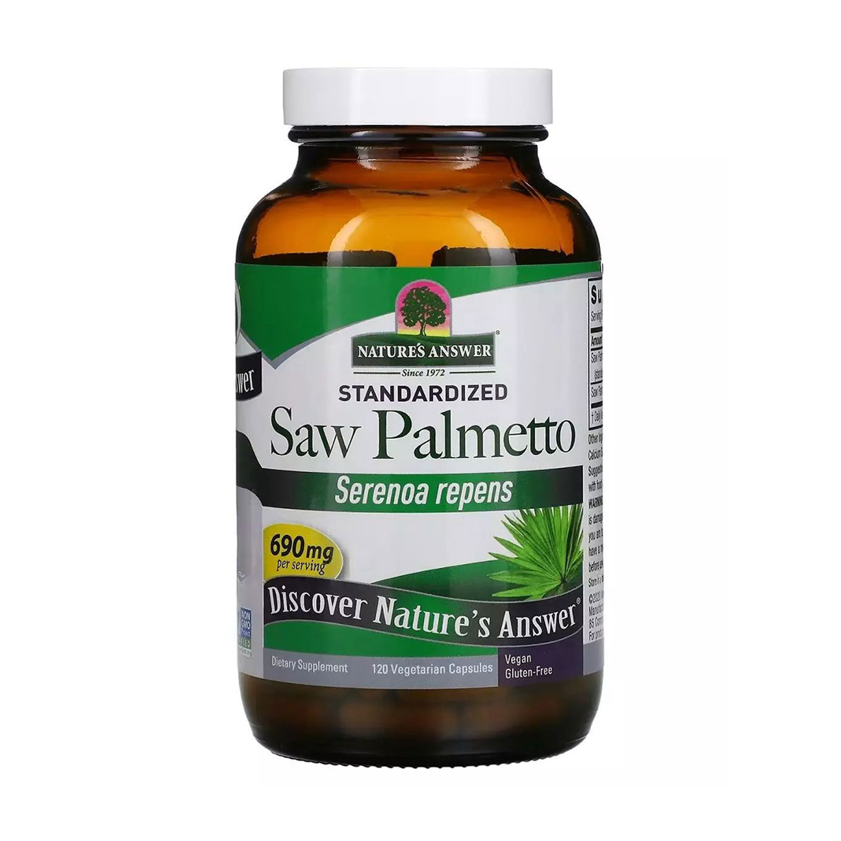 Со Пальметто Nature's Answer Saw Palmetto, 690 мг, 120 вегетаріанських капсул