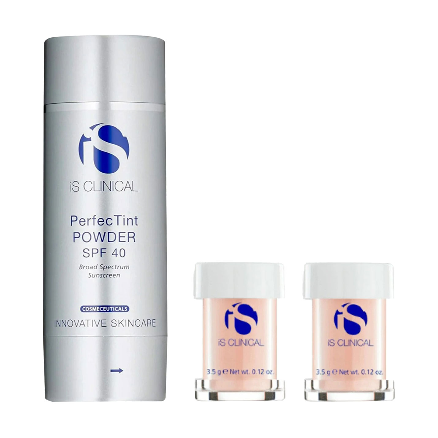 Сонцезахисна пудра для обличчя iS Clinical PerfecTint Powder, SPF 40, Ivory (змінний катридж, 2*3.5 г + пензель)