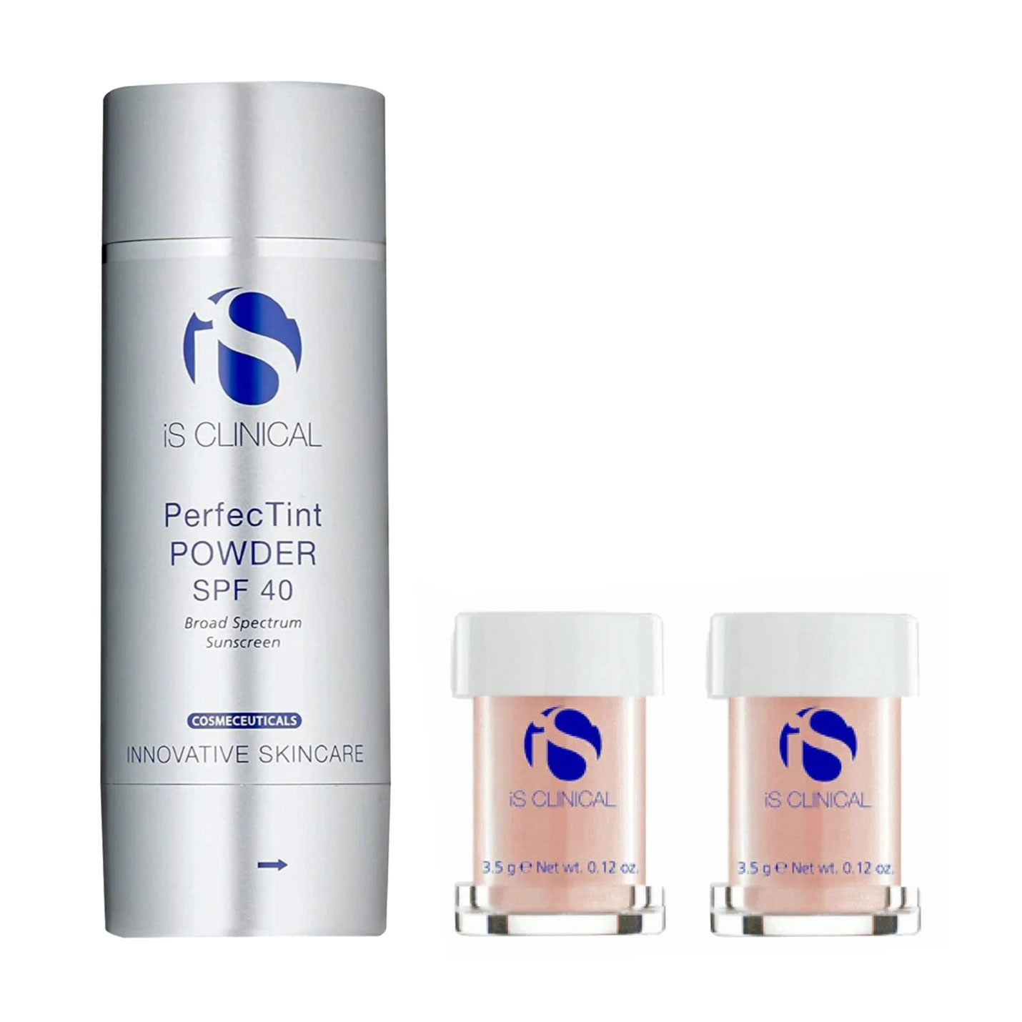 Сонцезахисна пудра для обличчя iS Clinical PerfecTint Powder, SPF 40, Beige (змінний катридж, 2*3.5 г + пензель)