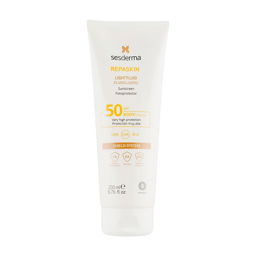 Сонцезахисний флюїд для тіла Sesderma Repaskin Light Fluid Body Sunscreen SPF 50, 200 мл