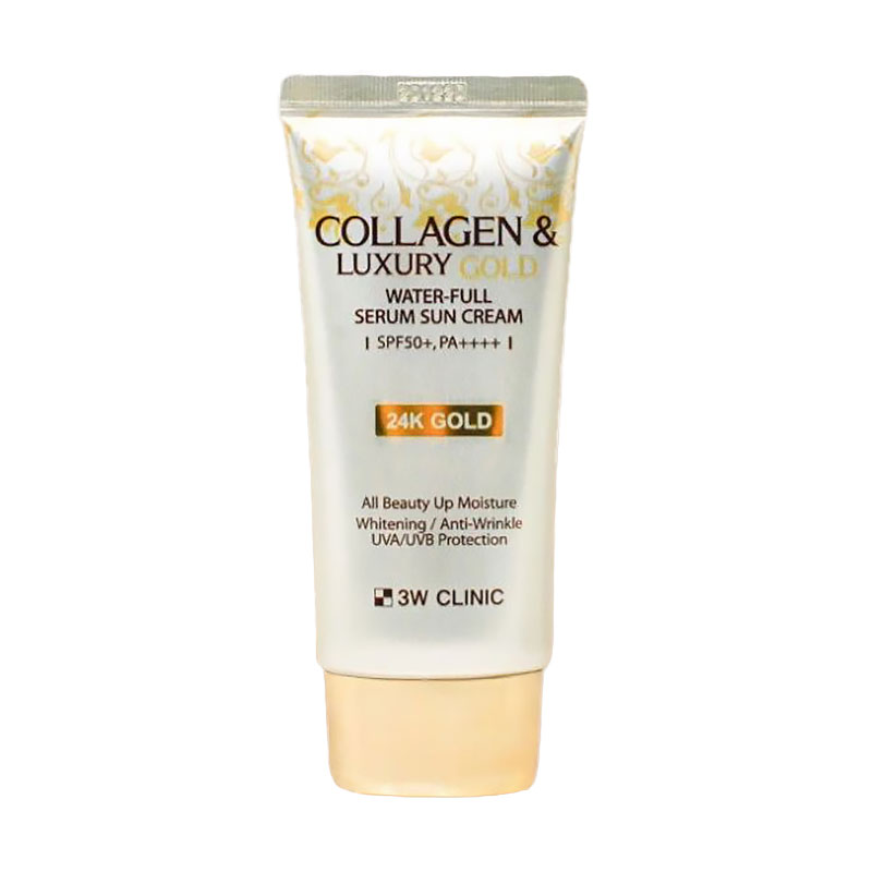 Сонцезахисний крем для обличчя 3W Clinic Collagen &amp; Luxury Gold Water-Full Serum Sun Cream SPF 50+ PA++++, 50 мл