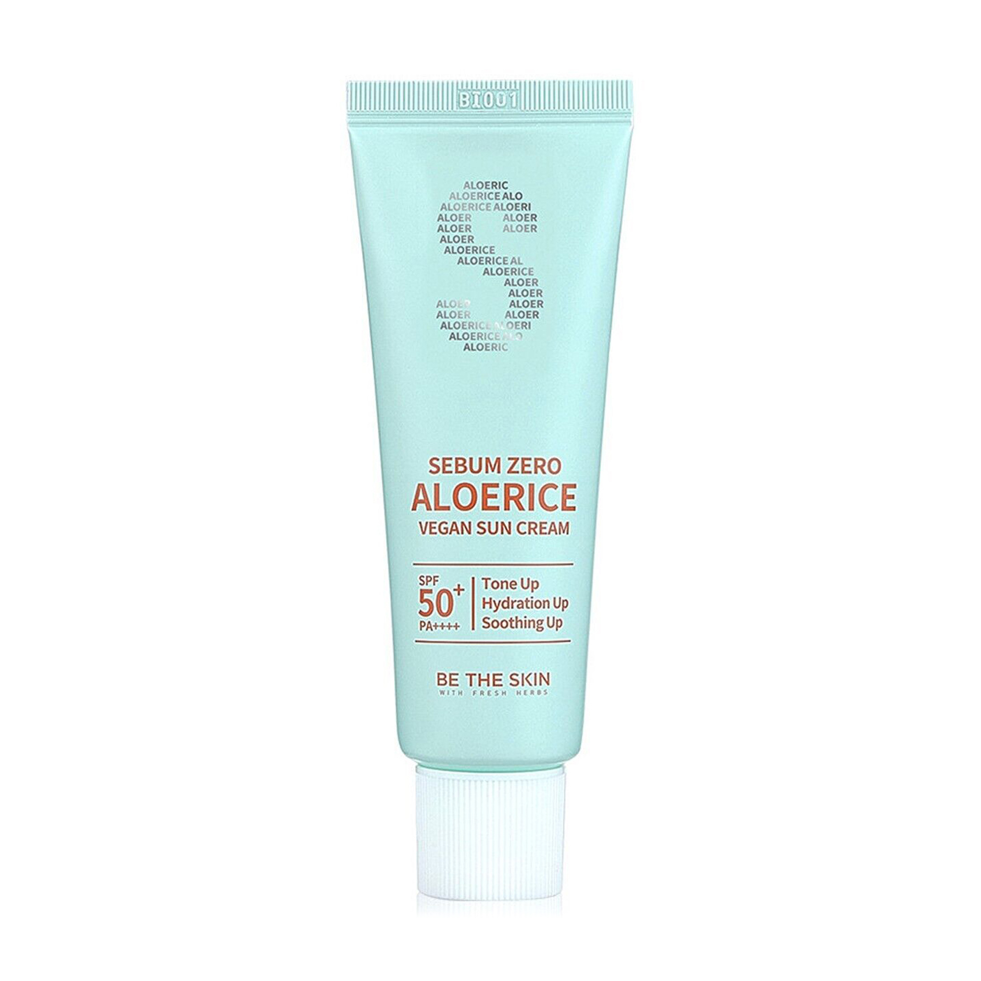 Сонцезахисний крем для обличчя Be The Skin Sebum Zero Aloerice Vegan Sun Cream SPF 50+ PA++++, 50 мл