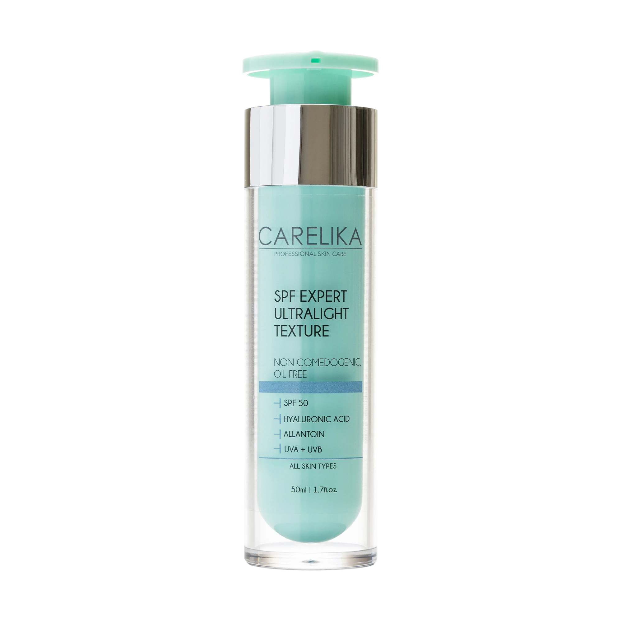 Сонцезахисний крем для обличчя Carelika SPF Expert Ultralight Texture, SPF 50, 50 мл