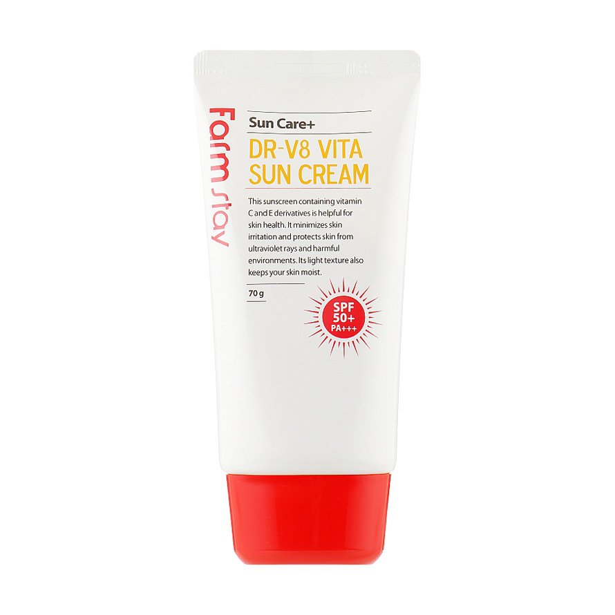 Сонцезахисний крем для обличчя FarmStay DR-V8 Vita Sun Cream SPF 50+/PA+++ вітамінізований, 70 г