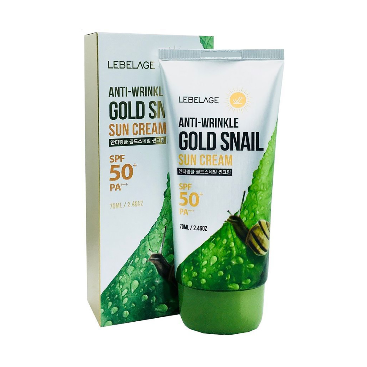 Сонцезахисний крем для обличчя Lebelage Anti-Wrinkle Gold Snail Sun Cream, SPF 50+/PA+++, 70 мл