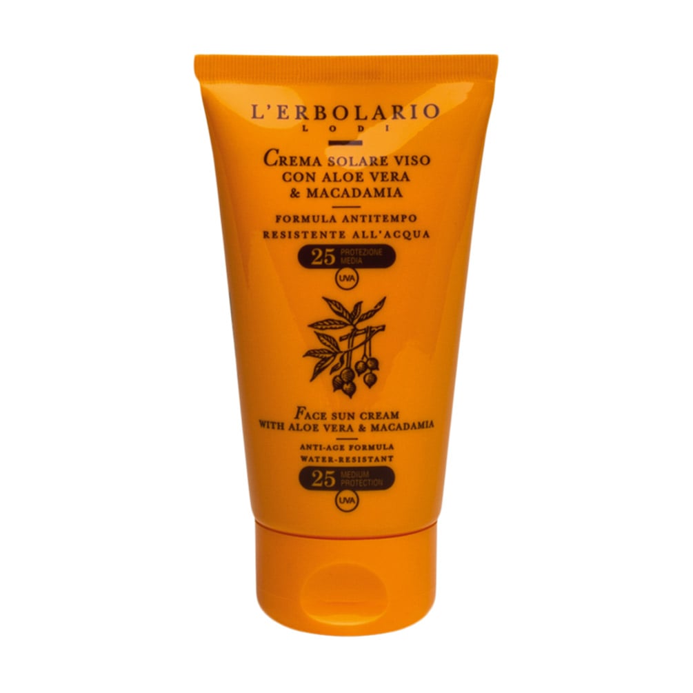 Сонцезахисний крем для обличчя L'Erbolario Crema Solare Viso All'Aloe Vera And Alla Macadamia, SPF 25, 75 мл