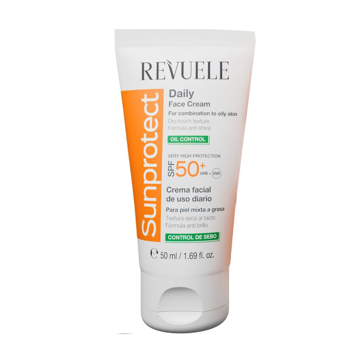 Сонцезахисний крем для обличчя Revuele Sunprotect Daily Face Cream, SPF 50+, Контроль жирності, для комбінованої та жирної шкіри, 50 мл