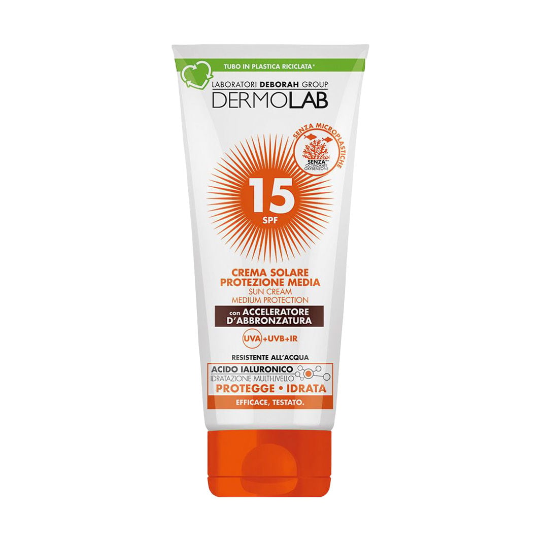 Сонцезахисний крем для обличчя та тіла Dermolab Sun Cream Medium Protection, SPF 15, для прискорення засмаги, 200 мл