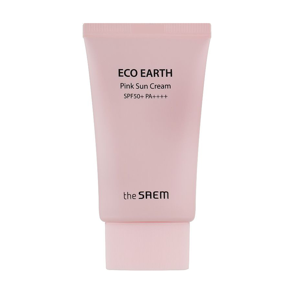 Сонцезахисний крем для тіла та обличчя The Saem Eco Earth Power Pink Sun Cream SPF 50+ PA++++ з каламіном, 50 г