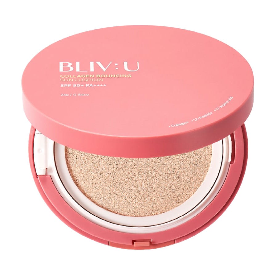Сонцезахисний кушон для обличчя Bliv:U Collagen Bouncing Sun Cushion, SPF 50+ PA++++, з колагеном, 24 г
