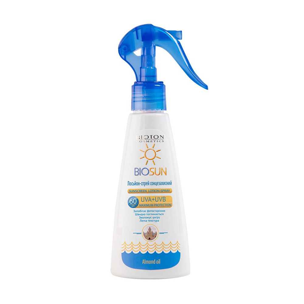 Сонцезахисний лосьйон-спрей Bioton Cosmetics BioSun SPF 60, 150 мл
