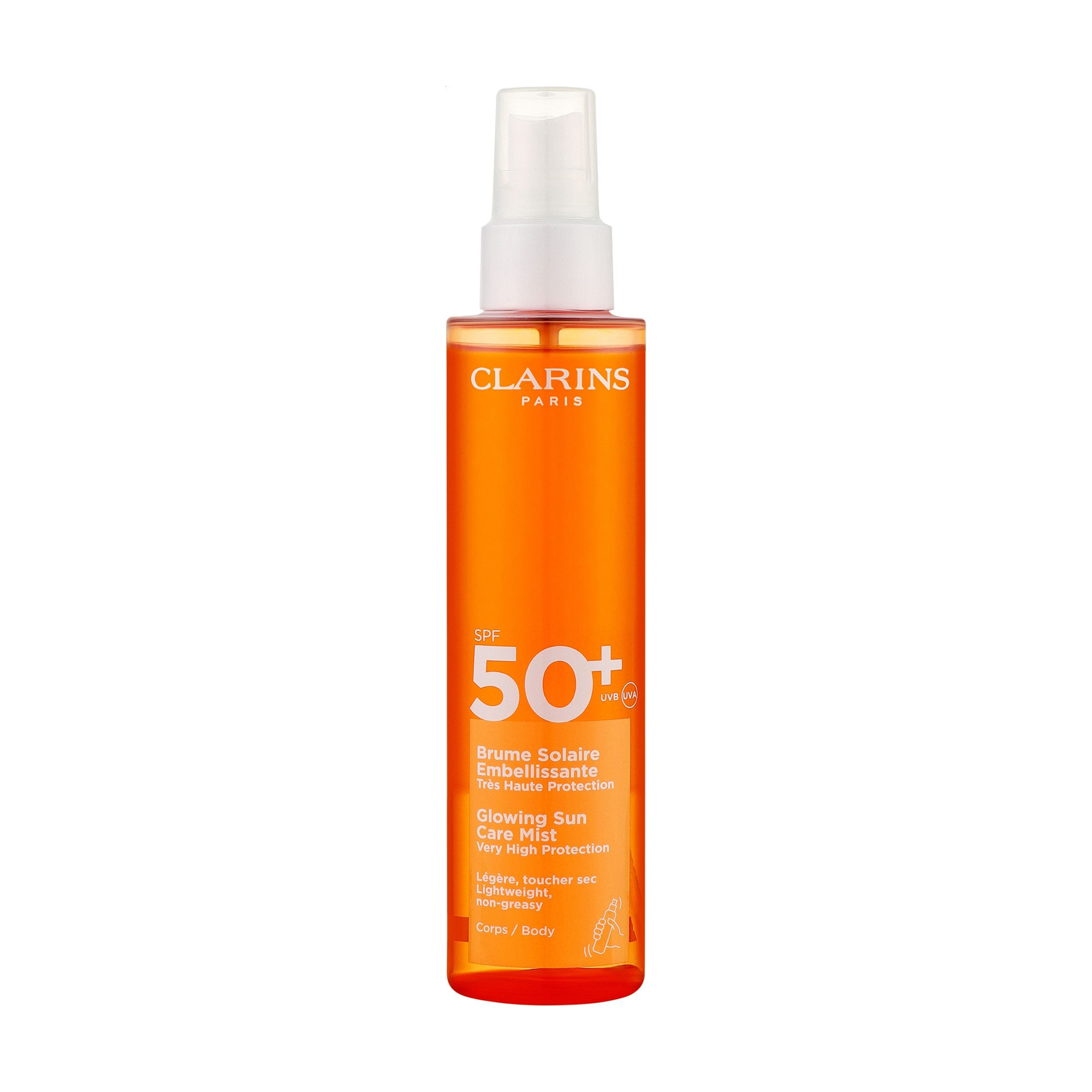Сонцезахисний міст для тіла Clarins Glowing Sun Care Mist SPF 50+, 150 мл