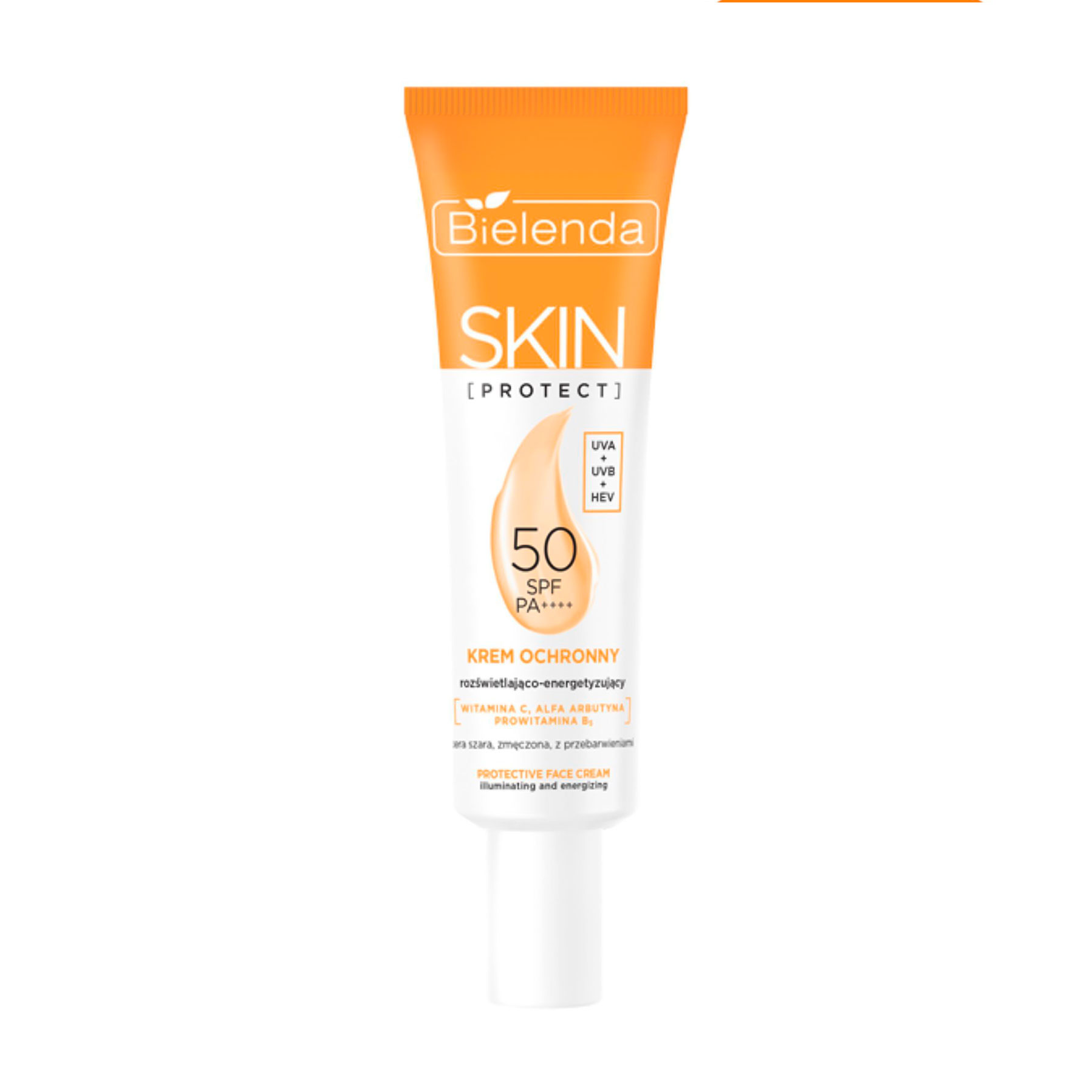 Сонцезахисний освітлювальний та тонізувальний крем для обличчя Bielenda Skin Protect Brightening And Energizing SPF 50/PA++++, 40 мл