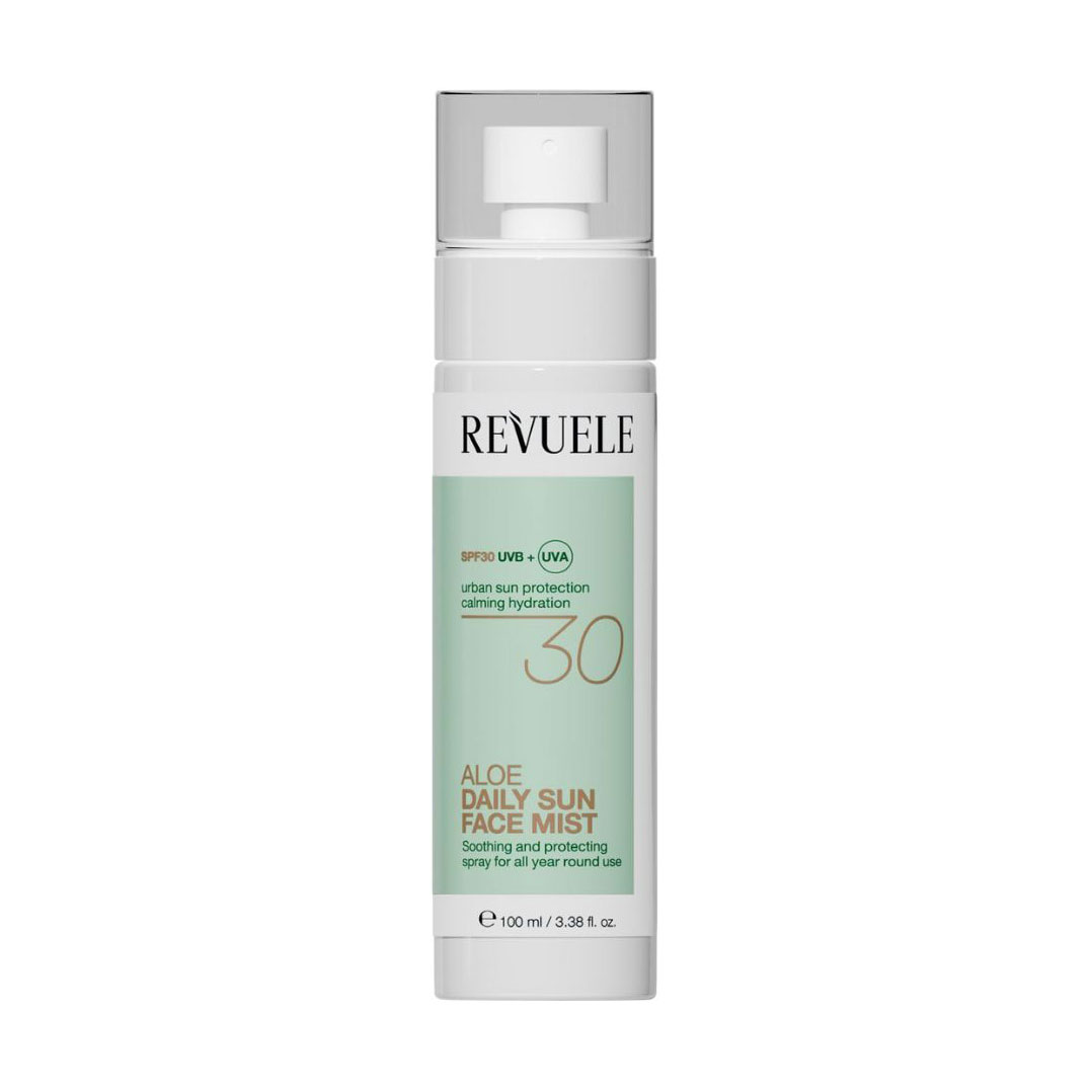 Сонцезахисний щоденний міст для обличчя Revuele Aloe Daily Sun Face Mist, SPF 30, з алое, 100 мл