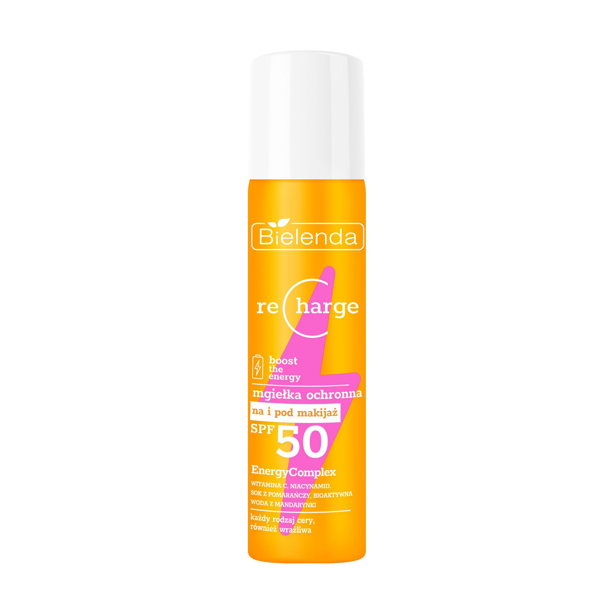 Сонцезахисний спрей для обличчя Bielenda Recharge, SPF 50, 75 мл