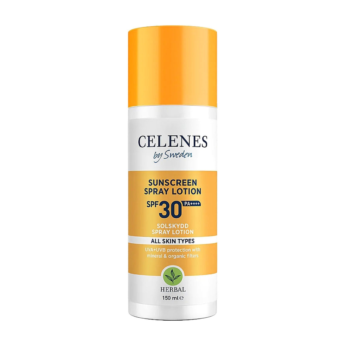 Сонцезахисний спрей-лосьйон для обличчя та тіла Celenes Herbal Sunscreen Spray Lotion SPF 30 PA++++, 150 мл