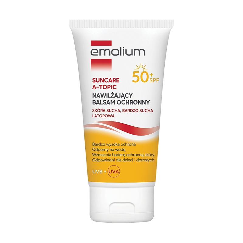 Сонцезахисний зволожувальний бальзам для тіла Emolium Suncare A-Topic, SPF 50+, для сухої, дуже сухої та атопічної шкіри, 150 мл