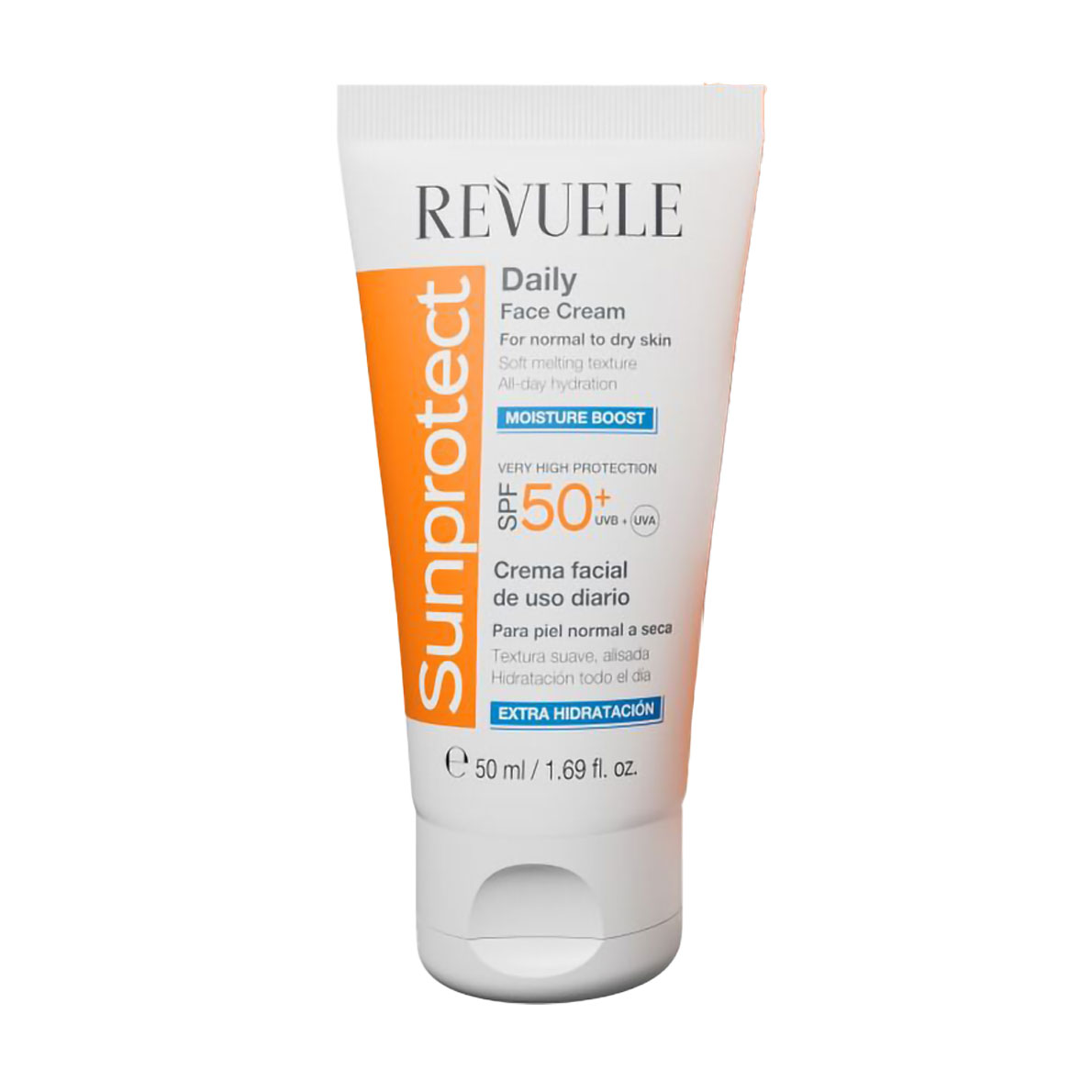 Сонцезахисний зволожувальний крем для обличчя Revuele Sunprotect Daily Face Cream, SPF 50+, для нормальної та сухої шкіри, 50 мл