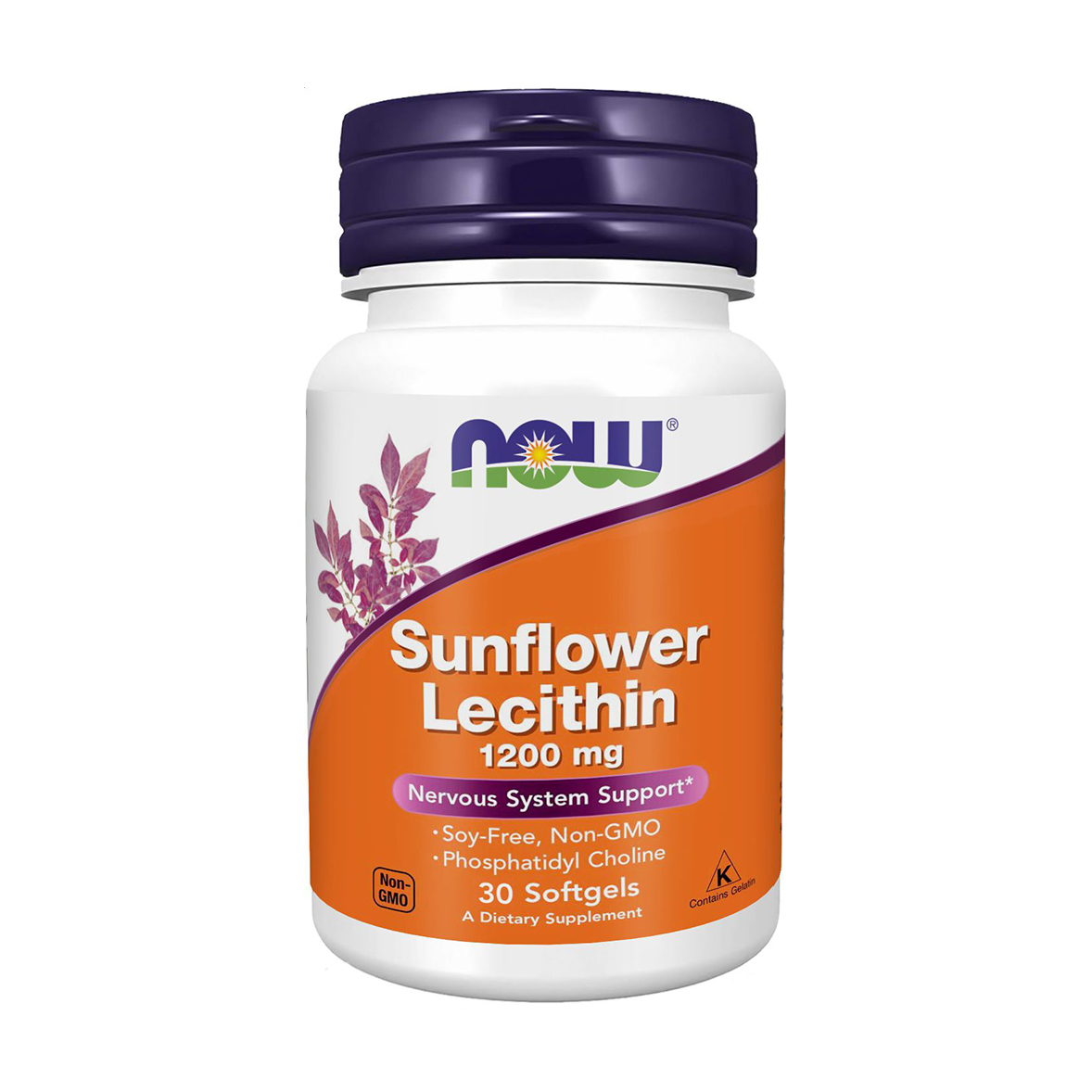 Соняшниковий лецитин NOW foods Sunflower Lecithin 1200 мг, 30 капсул