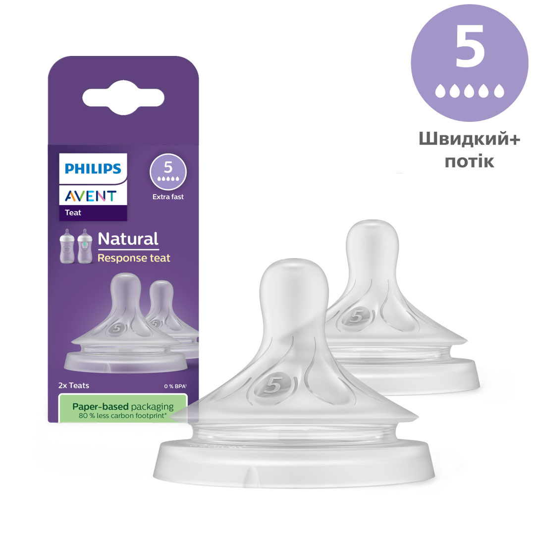 Соска PHILIPS AVENT Natural швидкий+ потік (5), від 6 місяців, 2 шт (SCY965/02)