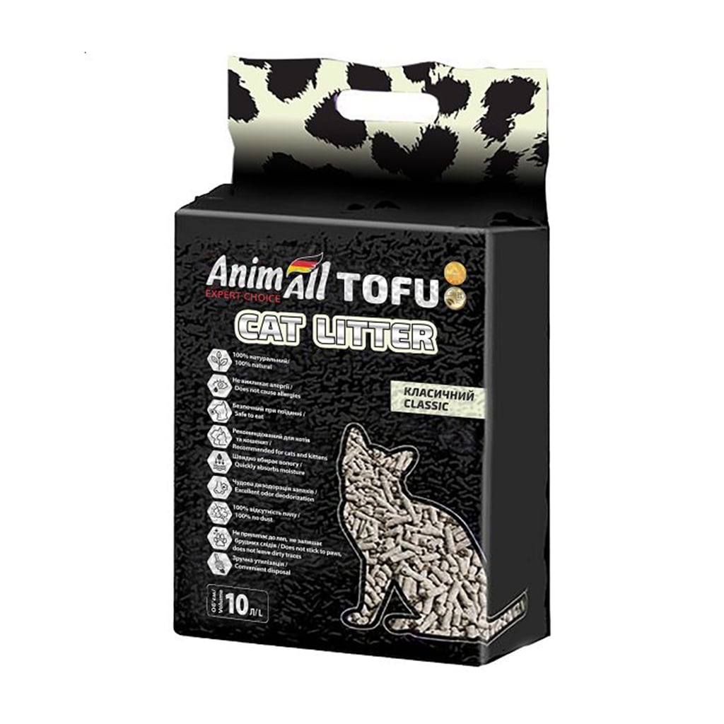 Соєвий наповнювач для котячого туалету AnimAll Tofu Classic грудкувальний, без аромату, 10 л, 4.66 кг