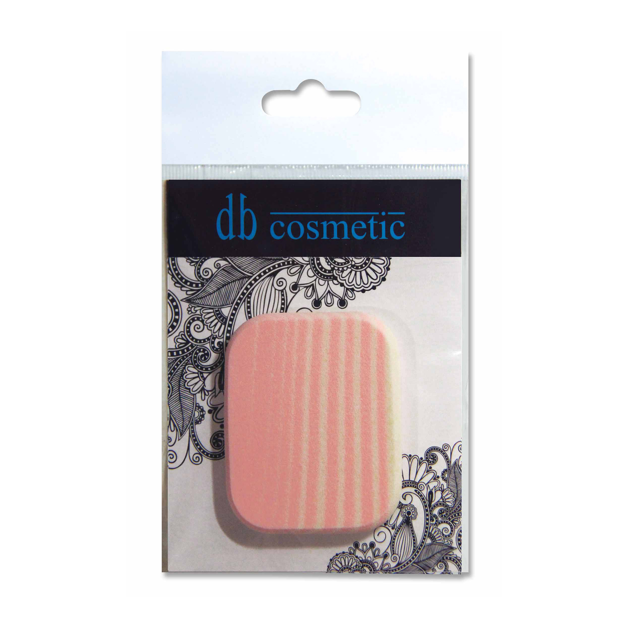 Спонж для макіяжу db Cosmetic рожевий прямокутник в смужку 987, 1 шт