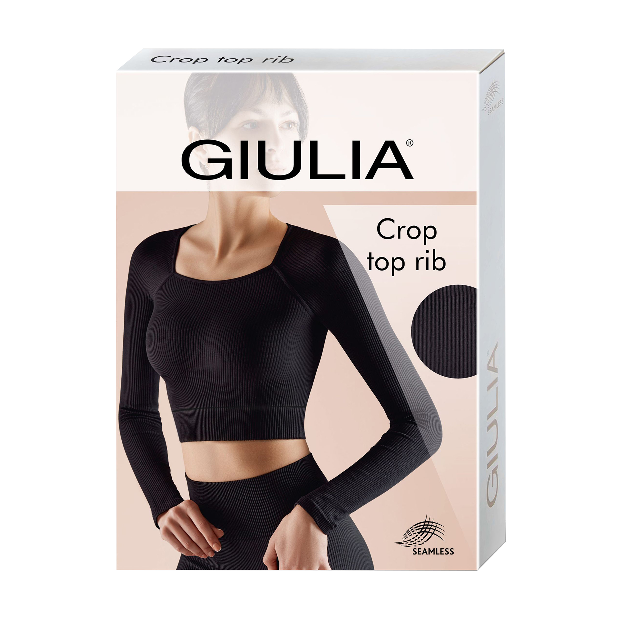 Спортивний топ жіночий Giulia Crop Top Rib з довгим рукавом, в рубчик, Sky Blue, розмір універсальний 0