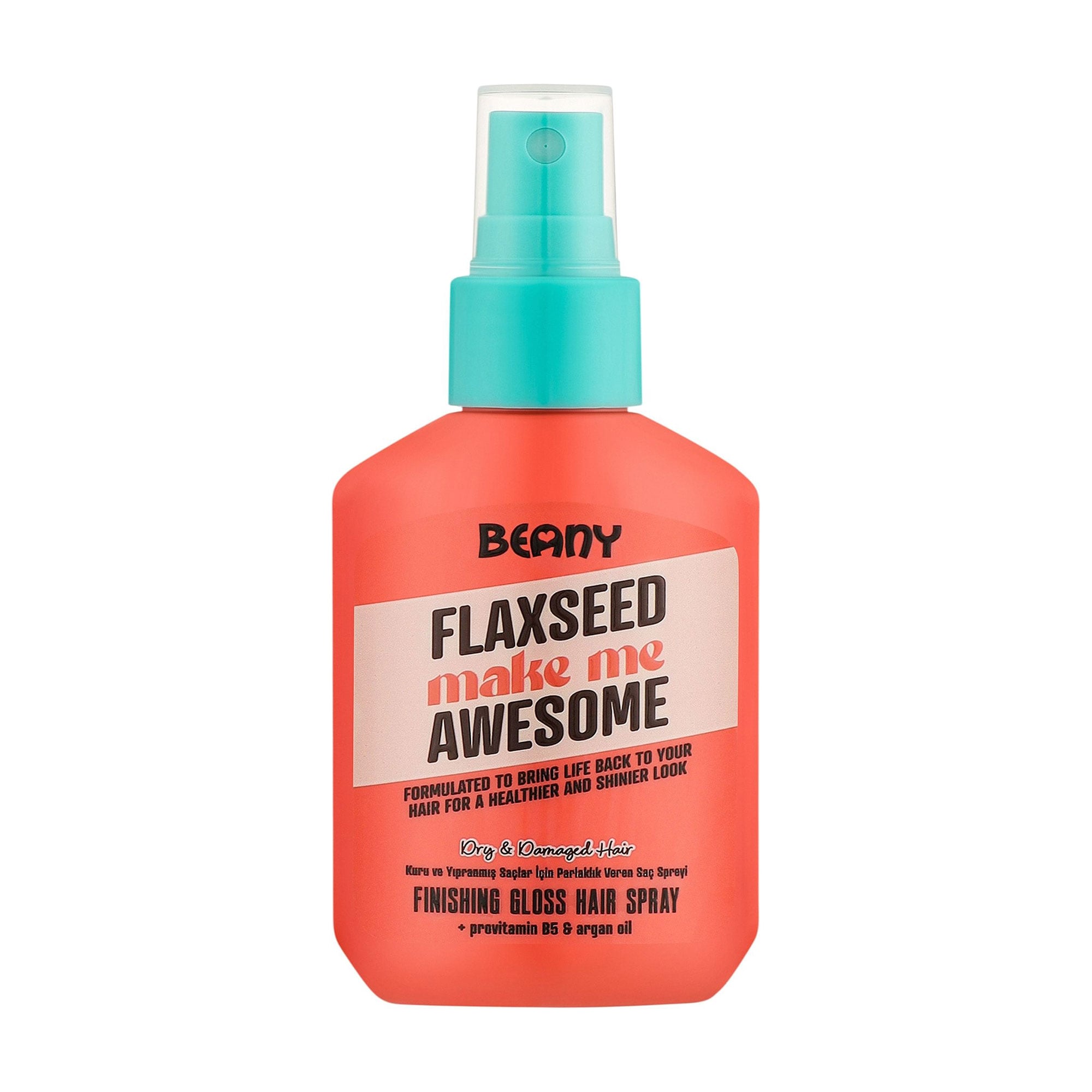Спрей-блиск Beany Flaxseed Make Me Awesome Finishing Gloss Hair Spray для сухого та пошкодженого волосся, з насінням льону, 100 мл