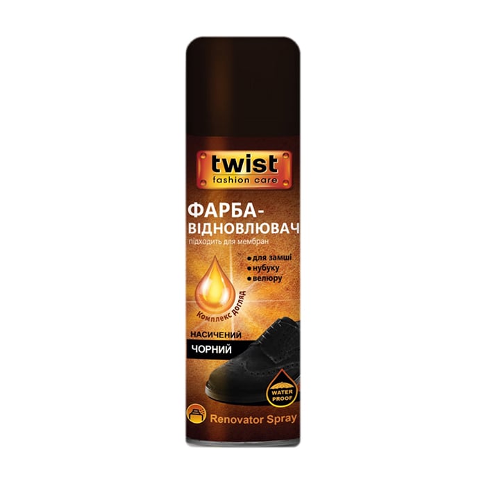 Спрей-фарба Twist Fashion Care відновник для замші, нубуку, велюру, чорна, 250 мл