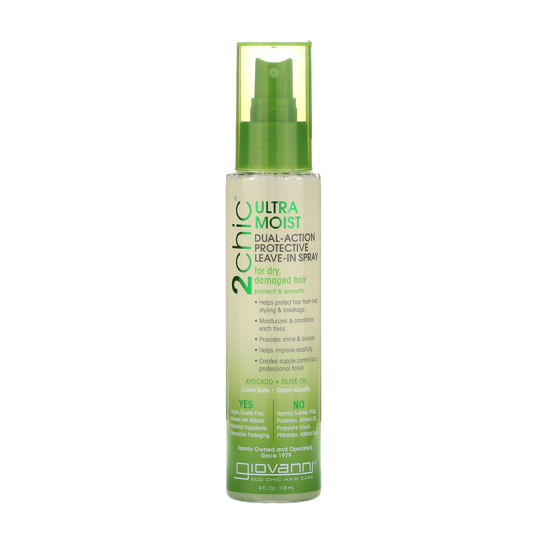 Спрей Giovanni 2chic Ultra-Moist Dual Action Protective Leave-In Spray Avocado &amp; Olive Oil для сухого та пошкодженого волосся, 118 мл