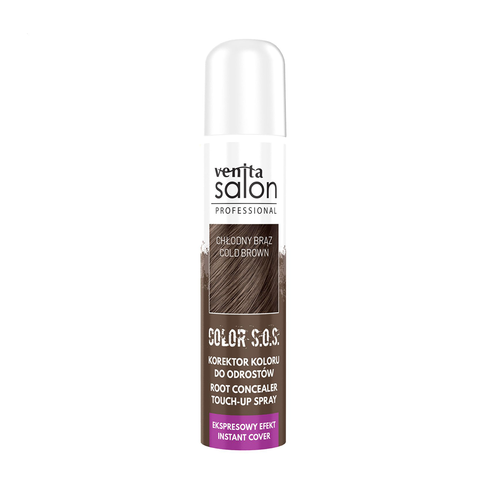 Спрей-коректор для відрослих коренів волосся Venita Salon Professional Color S.O.S. Root Concealer Touch-Up Spray, Cold Brown, 75 мл