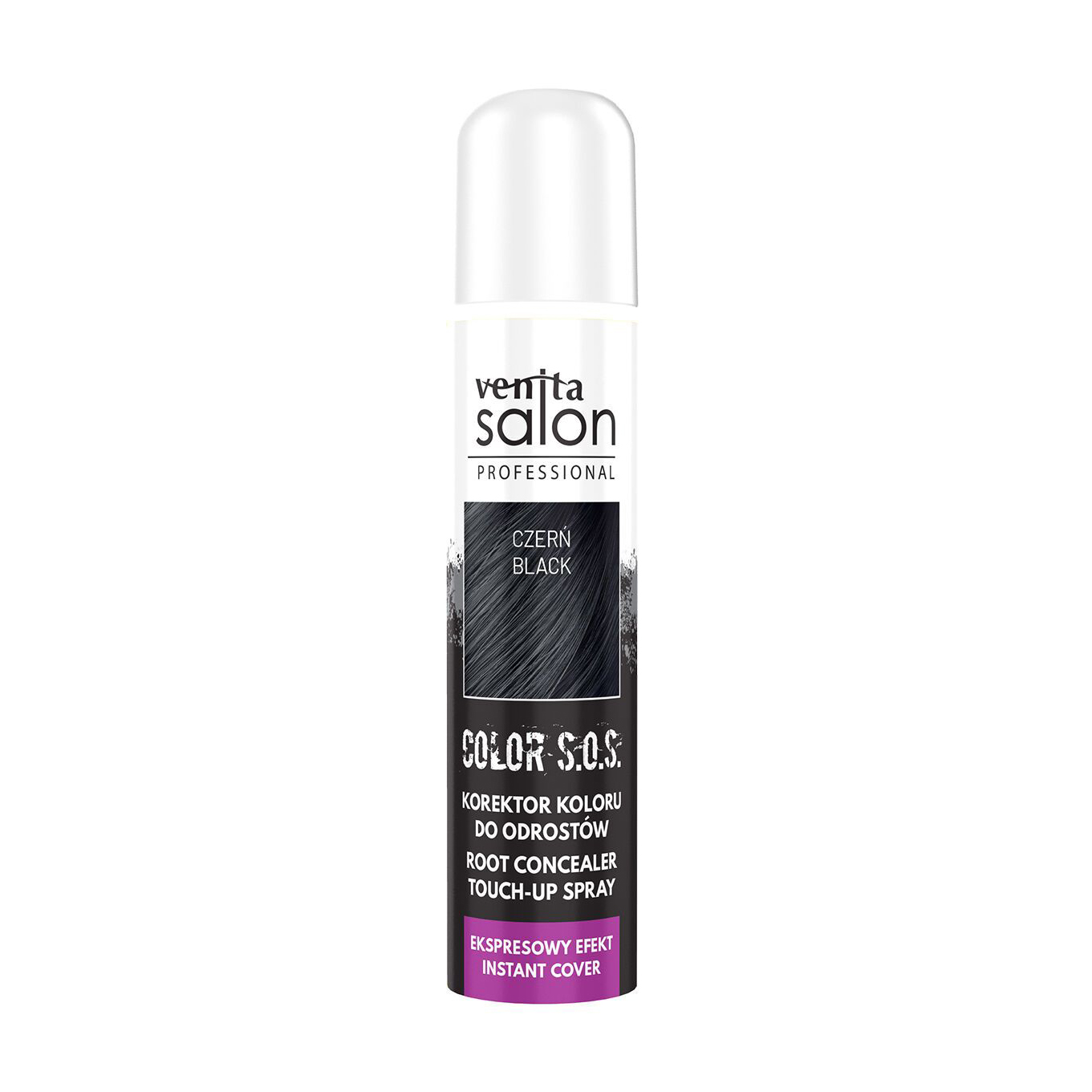 Спрей-коректор для відрослих коренів волосся Venita Salon Professional Color S.O.S. Root Concealer Touch-Up Spray, Black, 75 мл