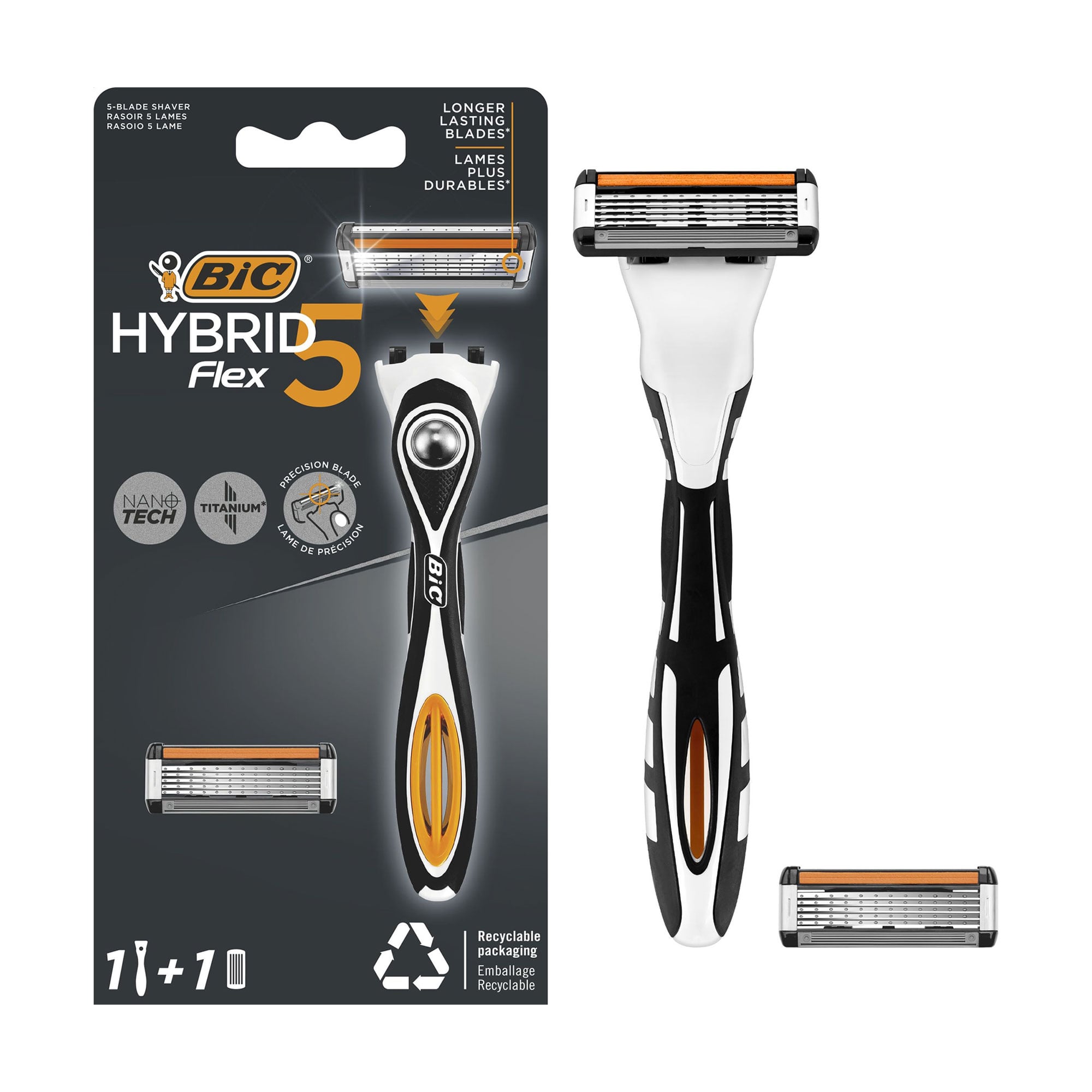 Станок для гоління BIC Flex5 Hybrid чоловічий зі змінним картриджем, 5 лез