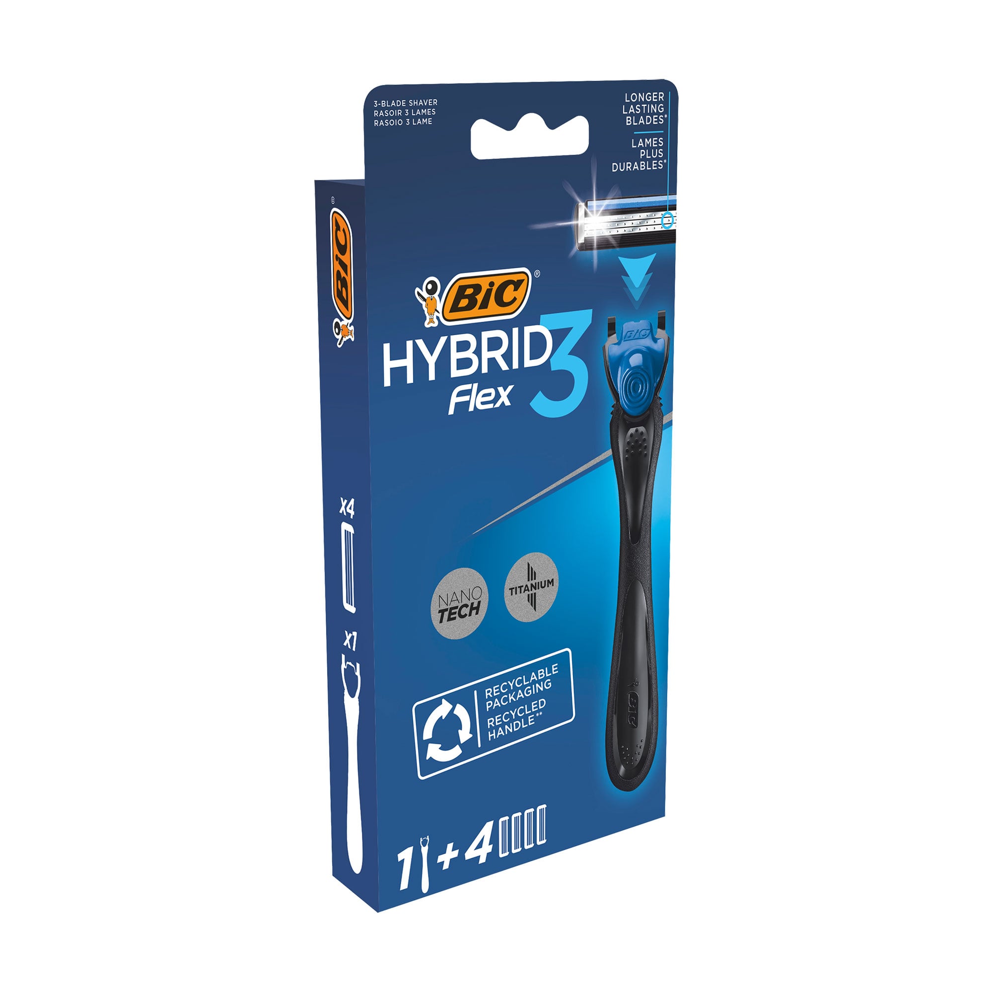 Станок для гоління чоловічий Bic Flex 3 Hybrid з 4 змінними картриджами, 1 шт