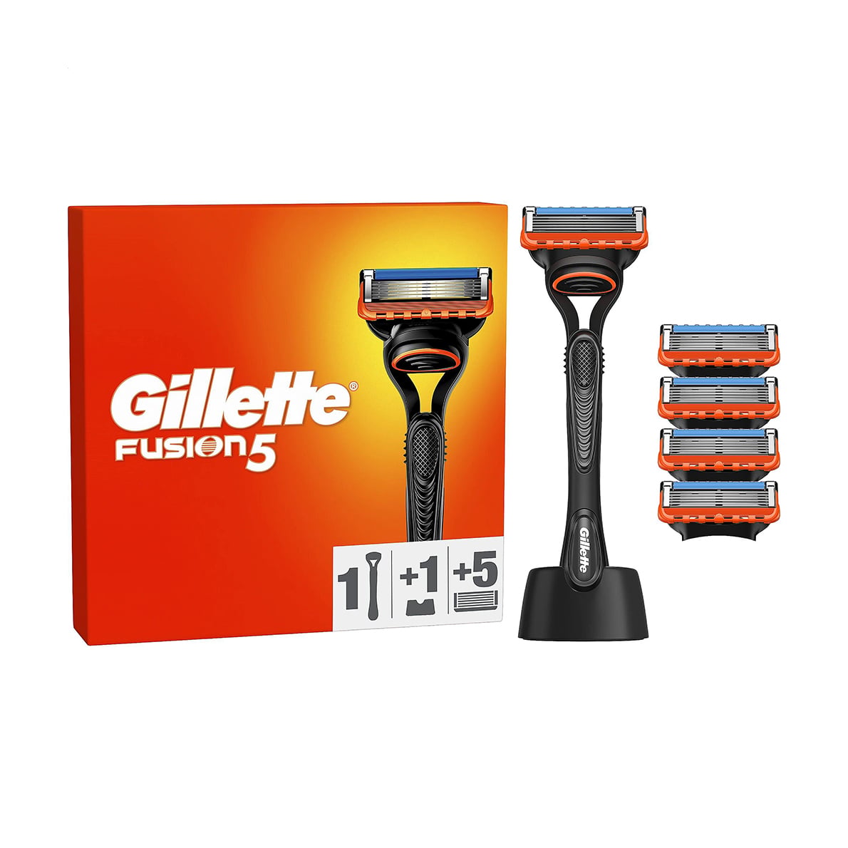Станок для гоління чоловічий (бритва) Gillette Fusion5 з 5 змінними картриджами + підставка