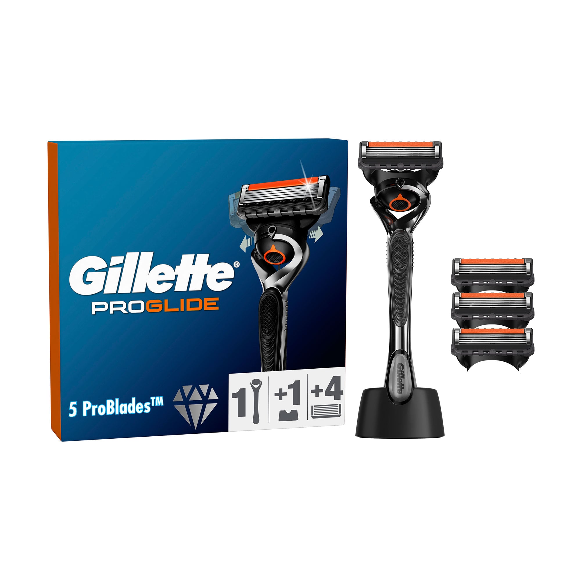 Станок для гоління чоловічий (бритва) Gillette Fusion ProGlide з 4 змінними картриджами + підставка