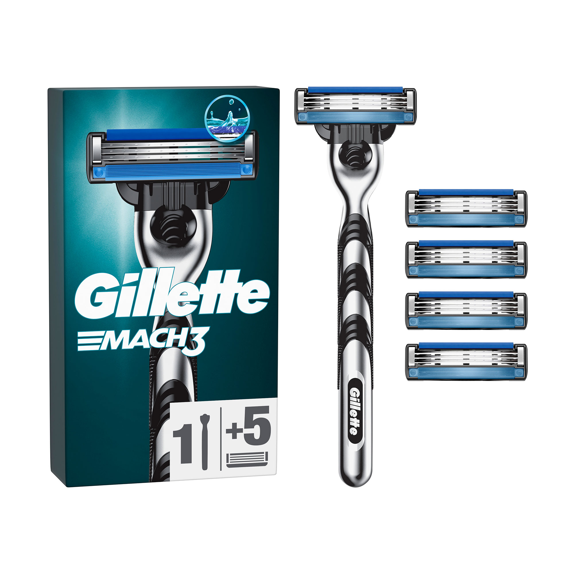 Станок для гоління чоловічий (бритва) Gillette Mach3 з 5 змінними картриджами