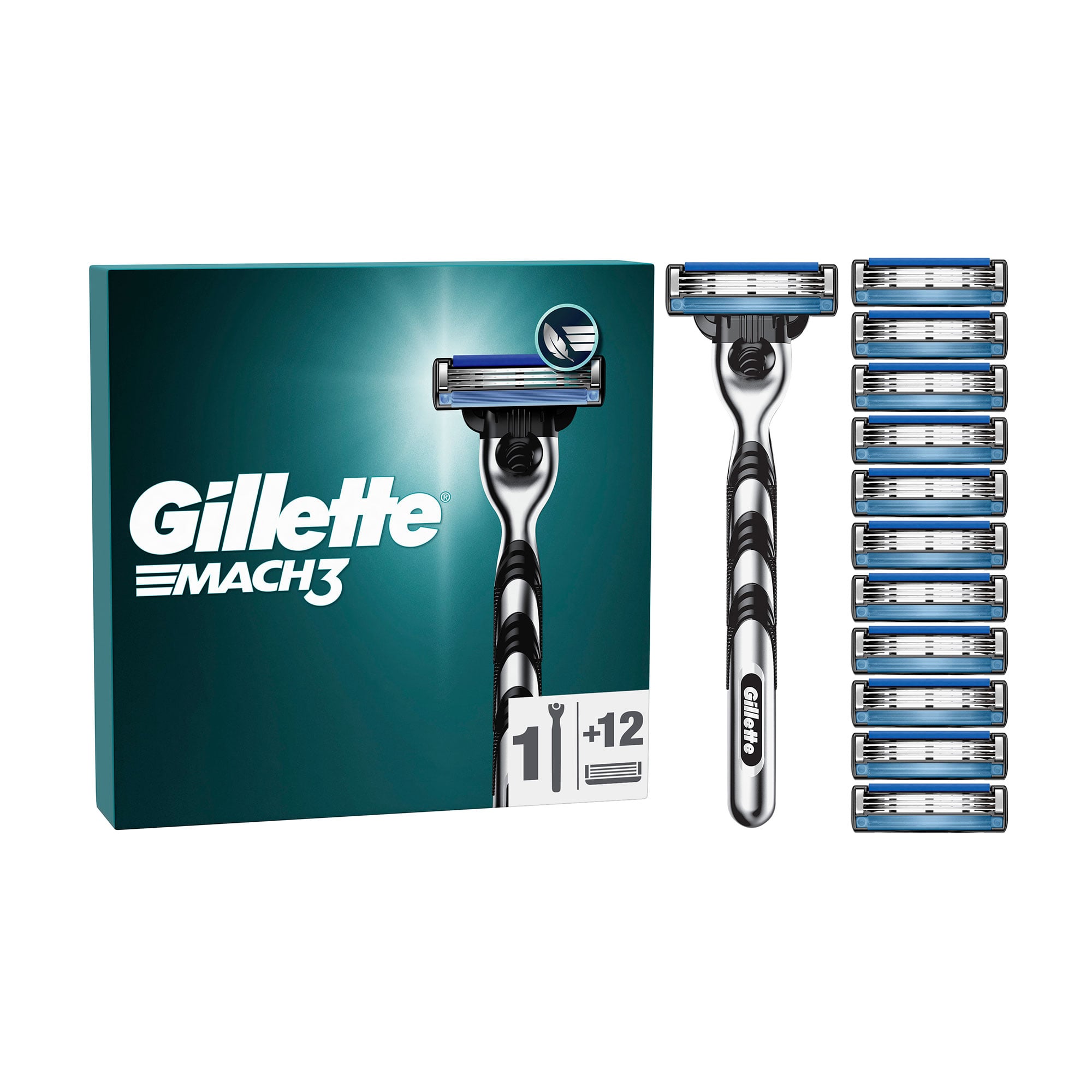 Станок для гоління чоловічий (бритва) Gillette Mach3 з 12 змінними картриджами