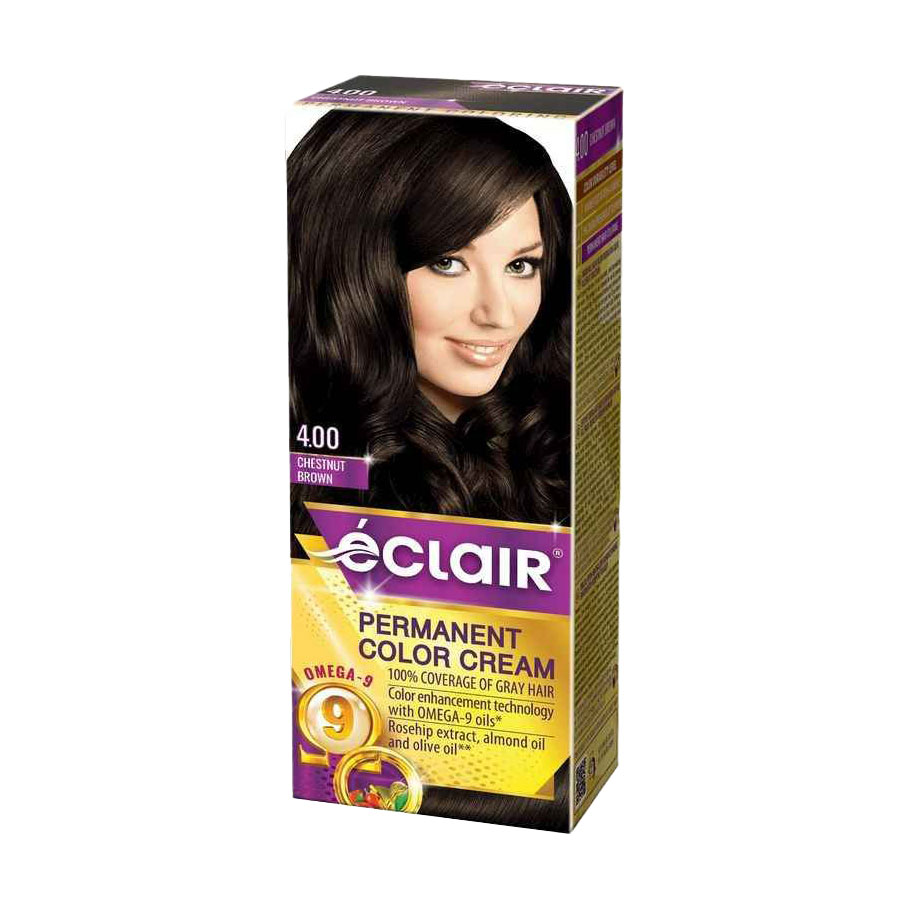 Стійка крем-фарба для волосся Eclair Omega 9 Hair Color 4.00 Каштановий, 130 мл