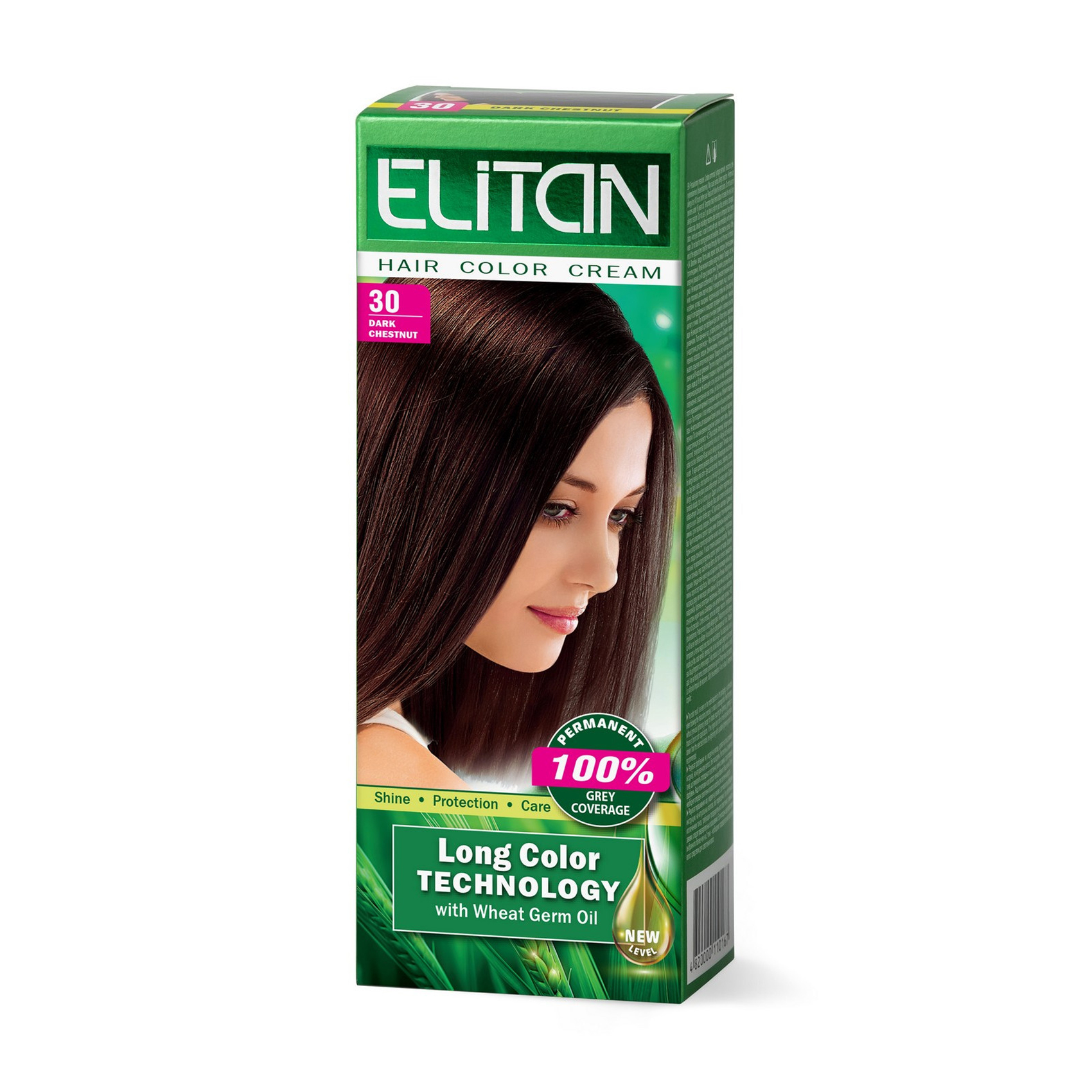 Стійка крем-фарба для волосся Elitan Hair Color Cream 30 Темно-каштановий, 115 мл