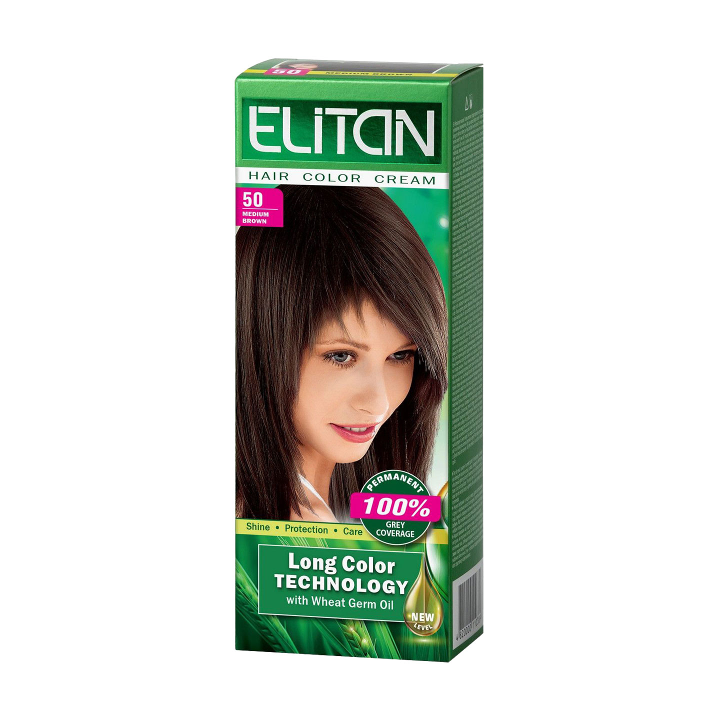 Стійка крем-фарба для волосся Elitan Hair Color Cream 50 Темно-русявий, 115 мл