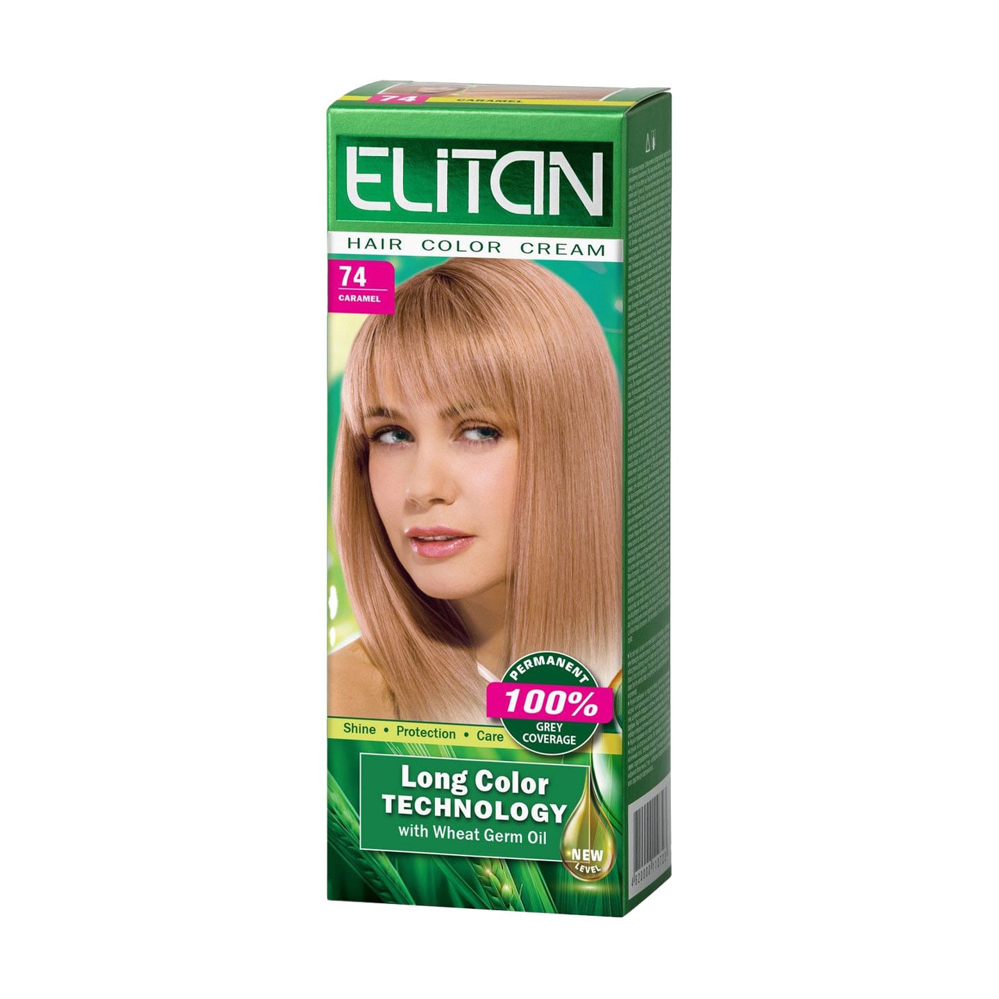 Стійка крем-фарба для волосся Elitan Hair Color Cream 74 Карамель, 115 мл