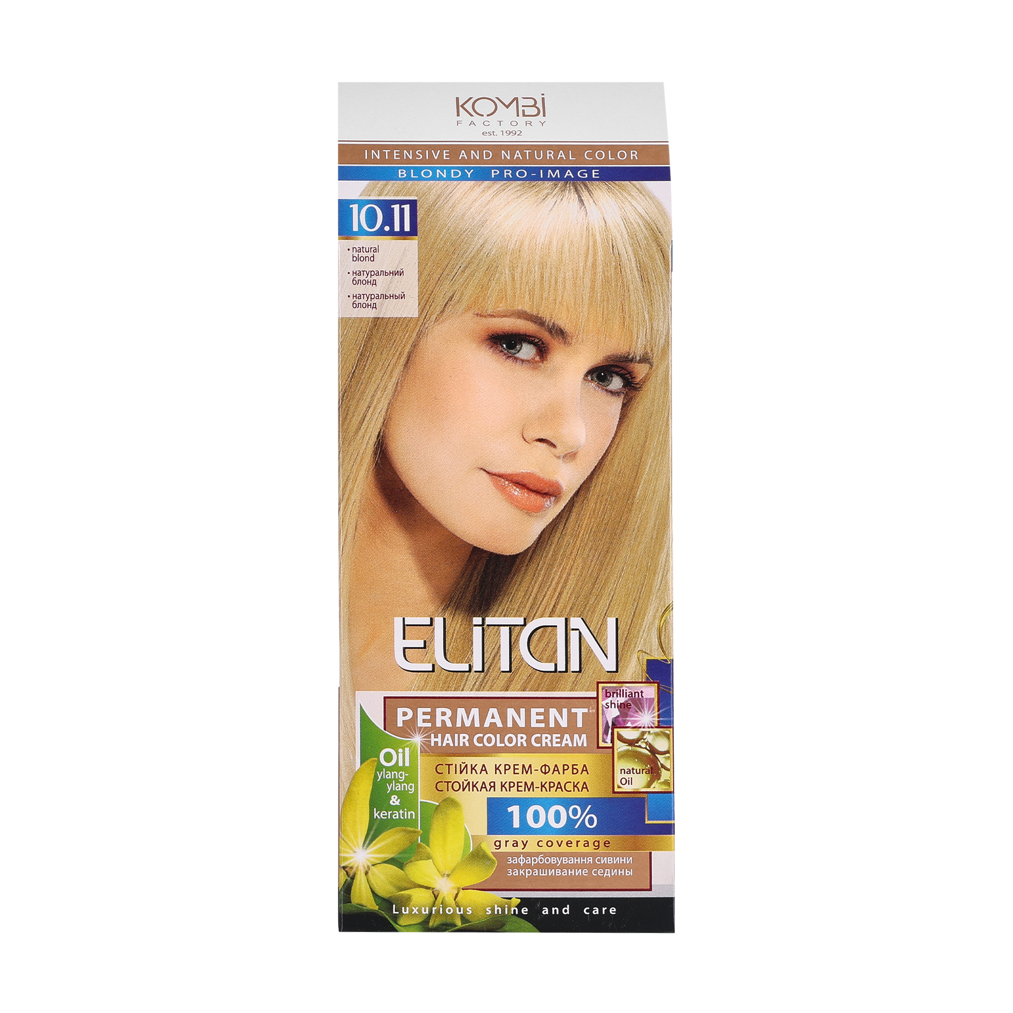Стійка крем-фарба для волосся Elitan Permanent Hair Color Cream 10.11 Натуральний блонд, 115 мл
